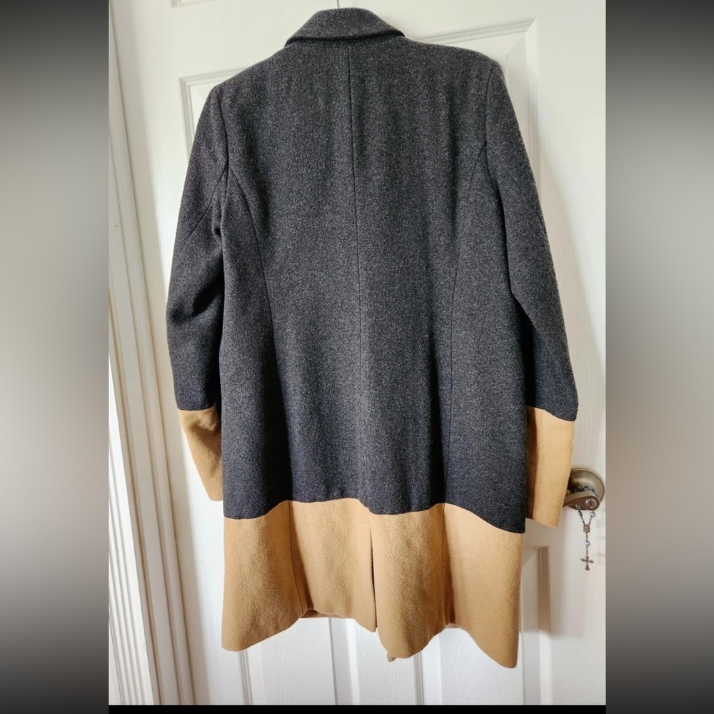 Michael Kors Wool Blend Long Coat Trench Double Breasted Camel Gray Size 8 - Picture 2 of 5